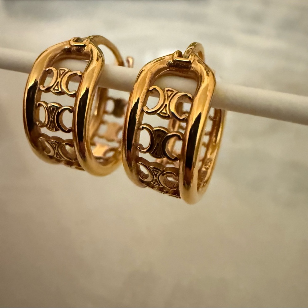 CELINE logo hoop earrings